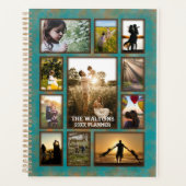 銅とエレガントティール（緑がかった色）フレームファミリーフォトプランナー プランナー手帳 (正面)