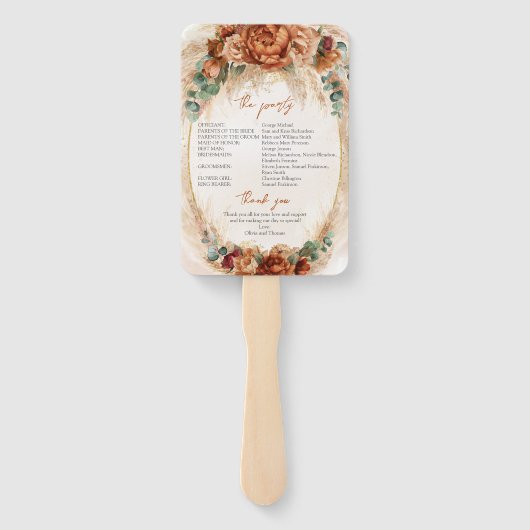 銅とエレガントブルゴーニュの花のセージのプログラム ハンドファン (裏面)