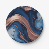 銅とエレガント青の渦巻き旋回を持つ流動的な芸術 ペーパープレート (正面)