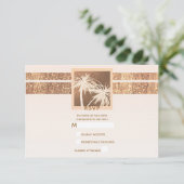 銅とクリームトロピカルパームツリーズモダンRSVP 出欠カード (スタンド正面)