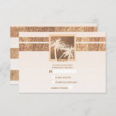 銅とクリームトロピカルパームツリーズモダンRSVP 出欠カード (正面/裏面)