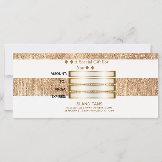 銅とクリーム熱帯パームツリーギフト証明書 (裏面)