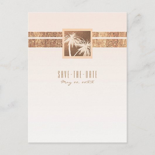 銅とクリーム熱帯性のヤシの木の保存日 案内ポストカード (正面)
