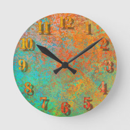 銅とターコイズの質感 ラウンド壁時計