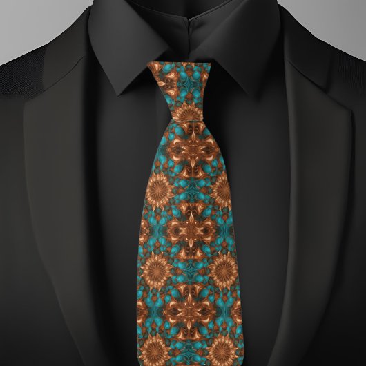 銅とターコイズ模様 ネクタイ