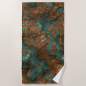 銅とターコイズ石抽象芸術 ビーチタオル (正面)
