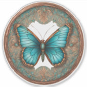 銅とターコイズ蝶 シール (正面)