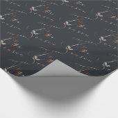 銅とダークブルーが季節とホリー ラッピングペーパー (角)