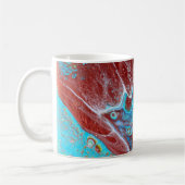 銅とティール(緑がかった色)アクリル流れアート コーヒーマグカップ (左)