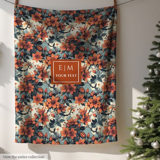 銅とパステルグリーンにシックな水の色を投げる フリースブランケット