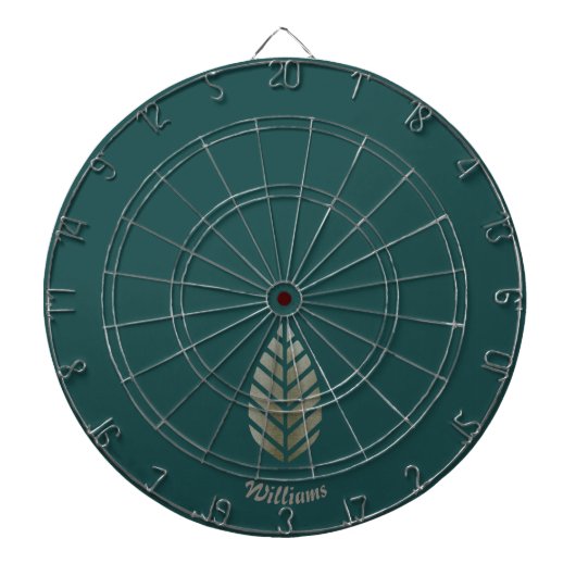 銅とプラチナの森の緑の松のコーン ダーツボード (正面)