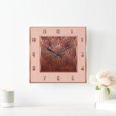 銅とミュートされたピンクのアクリルの壁時計 スクエア壁時計 (ホーム)