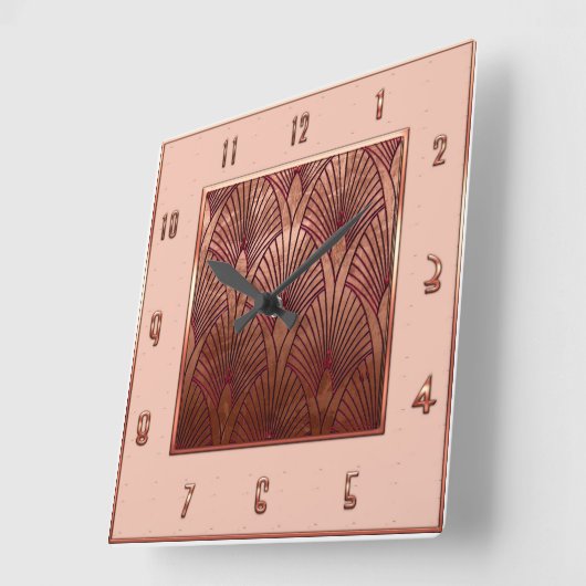 銅とミュートされたピンクのアクリルの壁時計 スクエア壁時計 (傾斜)