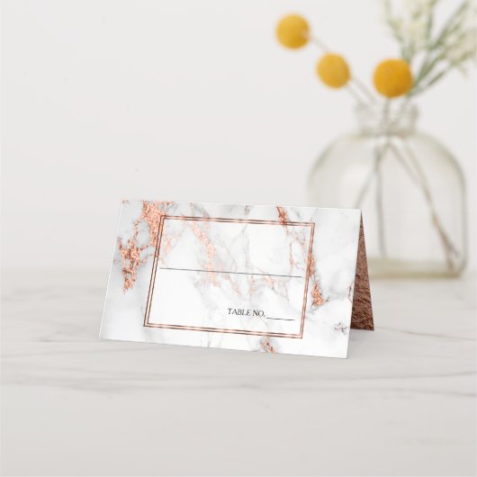銅と大理石結婚のエレガはっきりしたンス プレイスカード (正面)