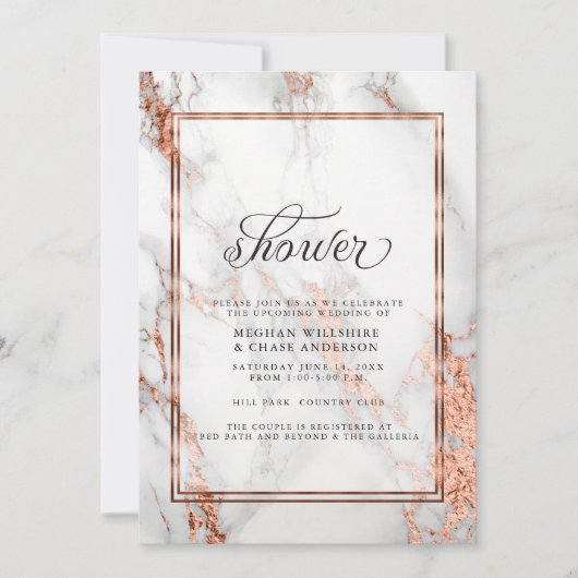 銅と大理石結婚のエレガはっきりしたンス 招待状 (正面)