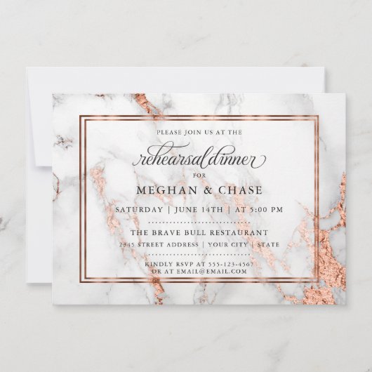 銅と大理石結婚のエレガはっきりしたンス 招待状 (正面)