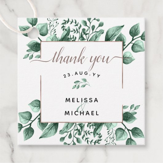 銅と水の色の緑🌿結婚式の引き出物 フェイバータグ (正面)