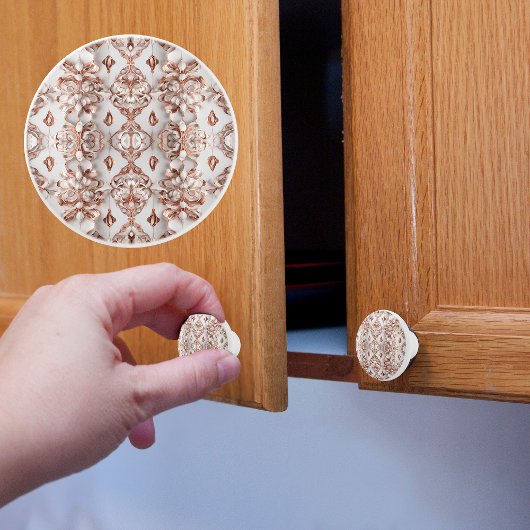 銅と白のサテンパターン セラミックノブ