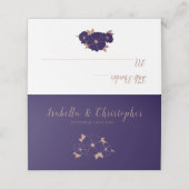 銅と真夜中の青モダンフローラ結婚 プレイスカード (外部開封)