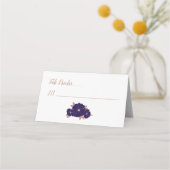 銅と真夜中の青モダンフローラ結婚 プレイスカード (裏面)