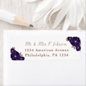 銅と真夜中の青モダンフローラ結婚 ラベル (インサイチュ)