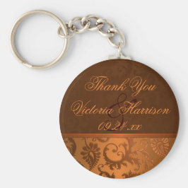 銅と茶色のダマスクの結婚式のお気に入りキーチェーン キーホルダー
