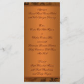 銅と茶色のダマスクの結婚式のメニューカード メニュー (裏面)