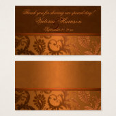 銅と茶色のダマスクウェディングメッセージカード (正面&裏面)