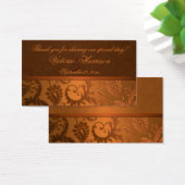 銅と茶色のダマスクウェディングメッセージカード (デスク)