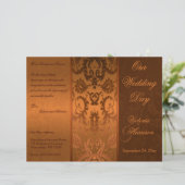 銅と茶色のダマスク結婚式プログラム (スタンド正面)