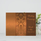 銅と茶色のダマスク結婚式プログラム (スタンド正面)