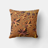 銅と金ゴールドの秋の色葉付きフラクタルアート クッション (裏面)