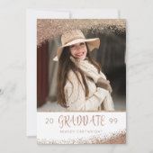 銅と金ゴールドグリッターブラシスクリプト卒業 招待状 (正面)