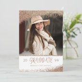 銅と金ゴールドグリッターブラシスクリプト卒業 招待状 (スタンド正面)