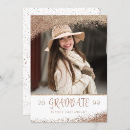 銅と金ゴールドグリッターブラシスクリプト卒業 招待状