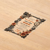 銅と金ゴールドスチームパンクゴシック結婚をテーマにした アクリル招待状 (レイダウン)