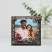 銅と銀の金属スチームパンク結婚ズ 招待状 (スタンド正面)