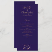 銅と青のフローラモダンのメ結婚ニュー メニュー (正面/裏面)