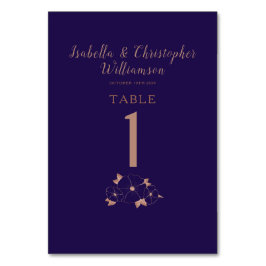 銅と青のフローラモダン結婚のテーブル番号 テーブルナンバー