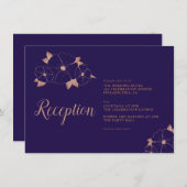 銅と青のフローラモダン結婚披露宴 エンクロージャーカード (正面/裏面)