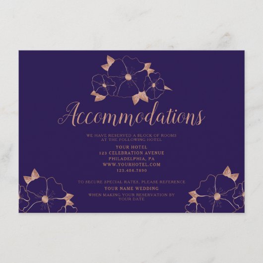 銅と青のフローラ結婚の宿泊施設 エンクロージャーカード (正面)