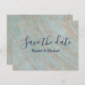 銅と青の大理石日付を保存 案内ポストカード (正面/裏面)
