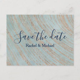 銅と青の大理石日付を保存 案内ポストカード