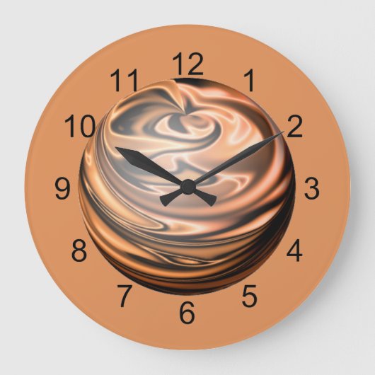 銅と黒の大理石 ラージ壁時計 (正面)