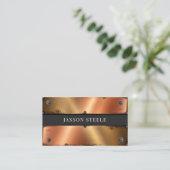 銅と黒の工業用リベット 名刺 (スタンド正面)