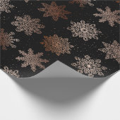 銅と黒の雪片クリスマスパターン ラッピングペーパー (角)