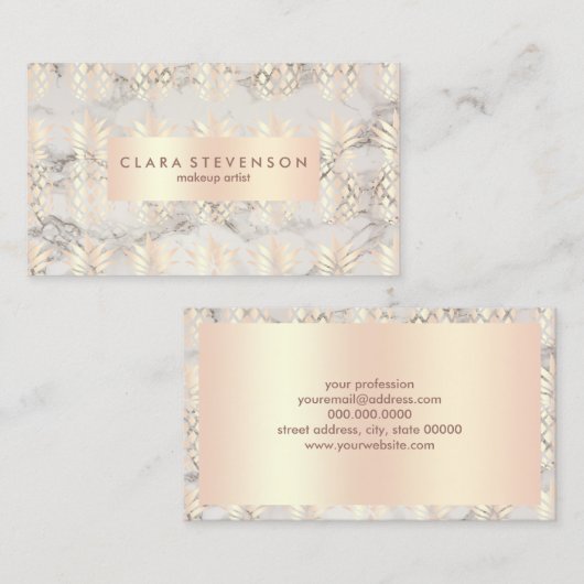 銅のばら色の金ゴールドのパイナップル大理石のメーキャップアーティスト 名刺 (正面/裏面)