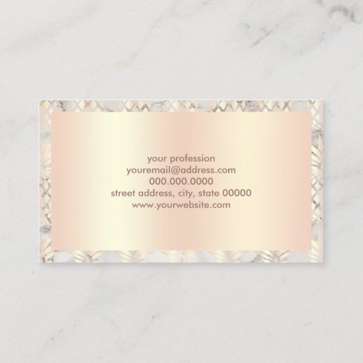 銅のばら色の金ゴールドのパイナップル大理石のメーキャップアーティスト 名刺 (裏面)