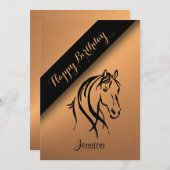 銅のウマ科の誕生日パーティーへの招待 招待状 (正面/裏面)