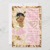 銅のピンク及び金ゴールドの女の赤ちゃんのベビーシャワー 招待状 (正面)